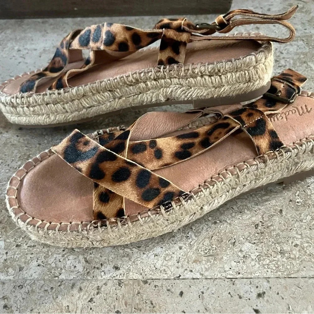 NWOB Madewell Malia Asymmetrical Espadrille Sandal calf Hair - Picture 5 of 8